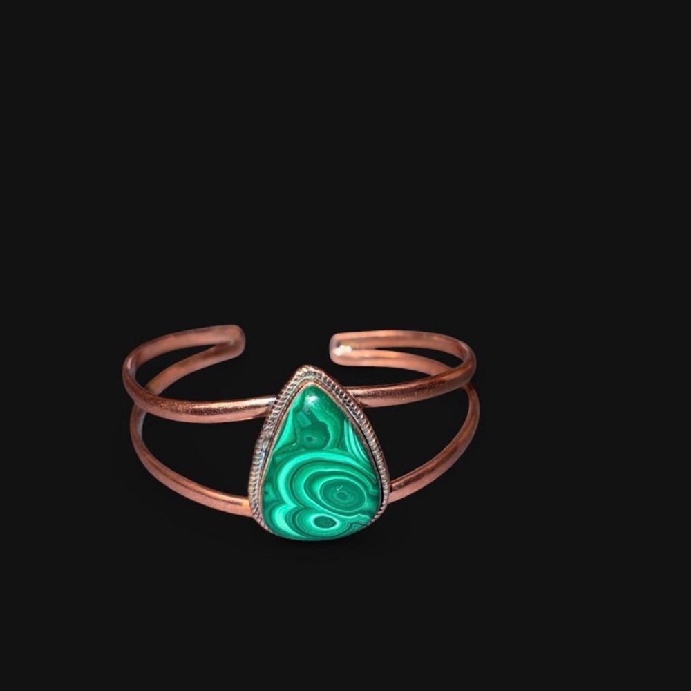 Green Teardrop Malachite Cuff Bracelet - Women's Jewelry